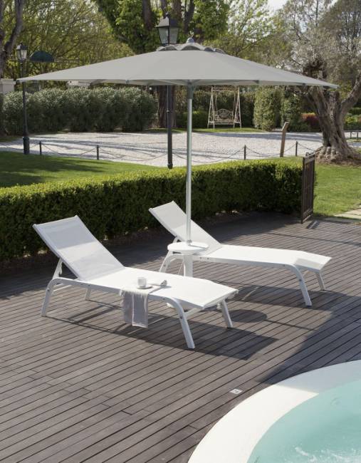 Шезлонг-лежак металлический Navy серебристый 2000х600х1000 мм