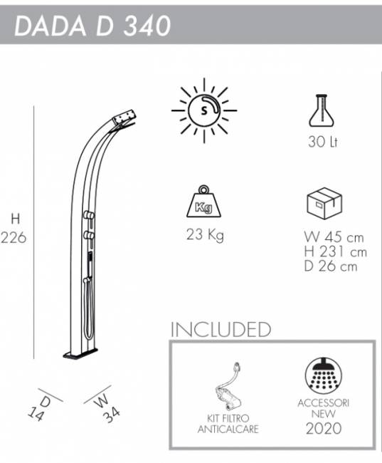 Душ солнечный Dada D 340 140х340х2260 мм