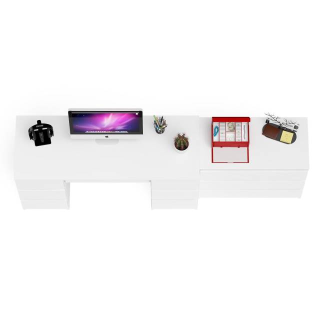 Комод три ящика Мори 800.1 и стол компьютерный две тумбы МС-2 цвет белый