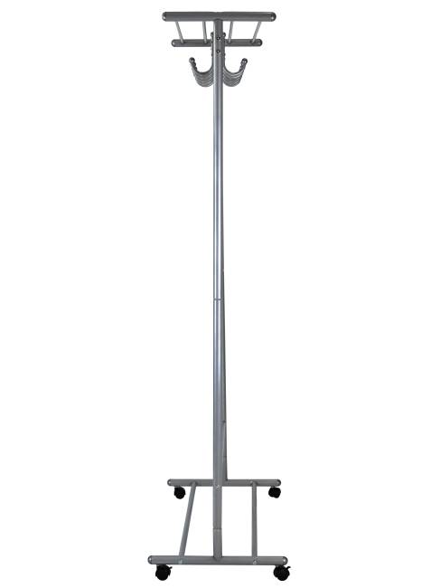 Вешалка напольная на колесах М 9 металлик с крючками