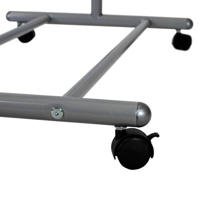 Вешалка напольная на колесах М 9 металлик с крючками