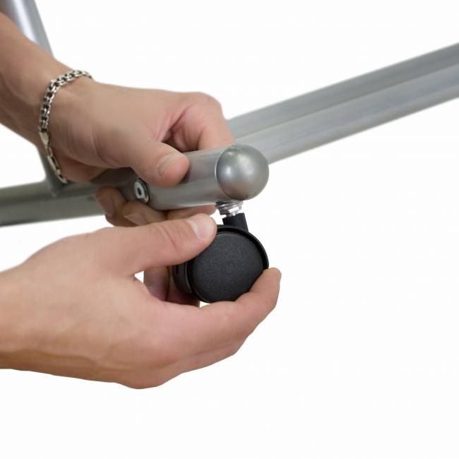 Вешалка напольная на колесах М 9 металлик с крючками