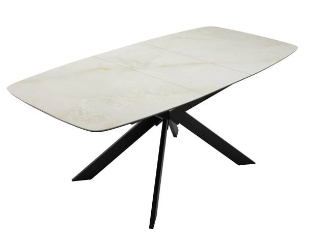Стол DikLine BK140 Керамика глянец Ostra Bianco (мрамор глянец белый)/подстолье черное/опоры черные