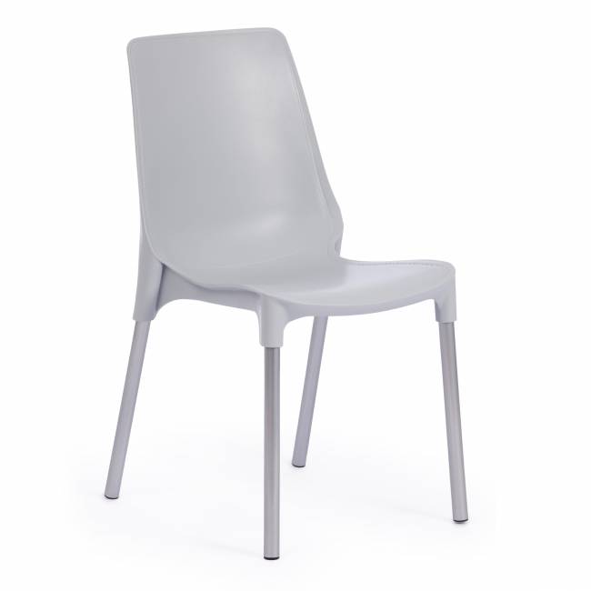 Стул Джениус/Genius (мод. 75) (1шт.в упаковке) пластик/металл, 46x56x84cм, серый/опоры хром серый металл/пластик
