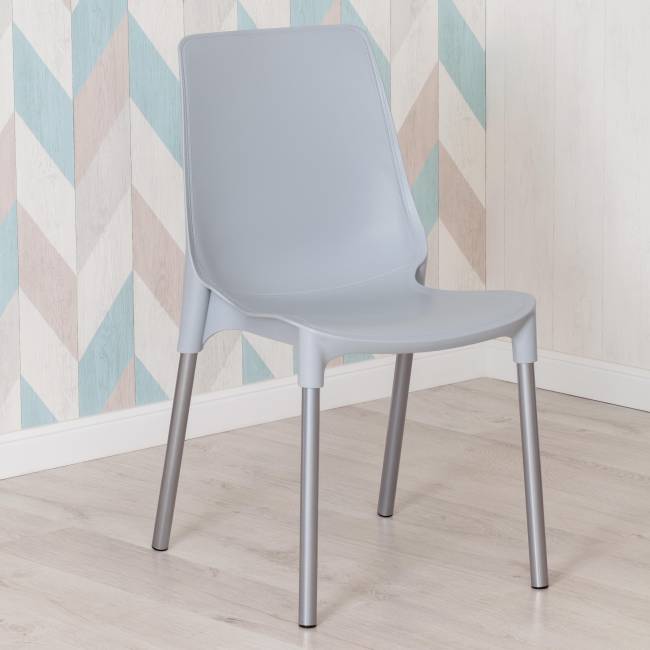 Стул Джениус/Genius (мод. 75) (1шт.в упаковке) пластик/металл, 46x56x84cм, серый/опоры хром серый металл/пластик