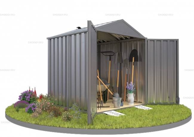 Хозблок SKOGGY секционный с двускатной крышей 2 х 2 м, цинковый