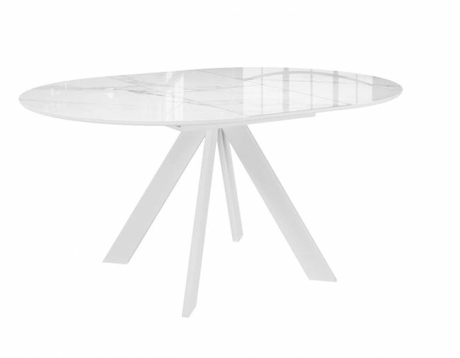 Стол DikLine SFC100 d1000 стекло Оптивайт Белый мрамор/подстолье белое