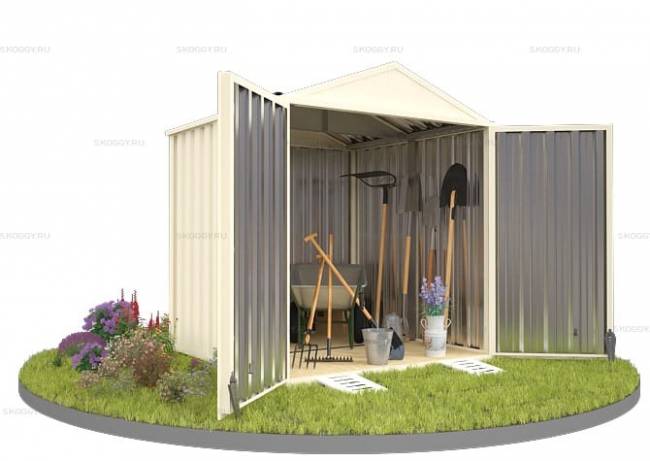 Хозблок SKOGGY секционный с двускатной крышей 2 х 2 м, слоновая кость
