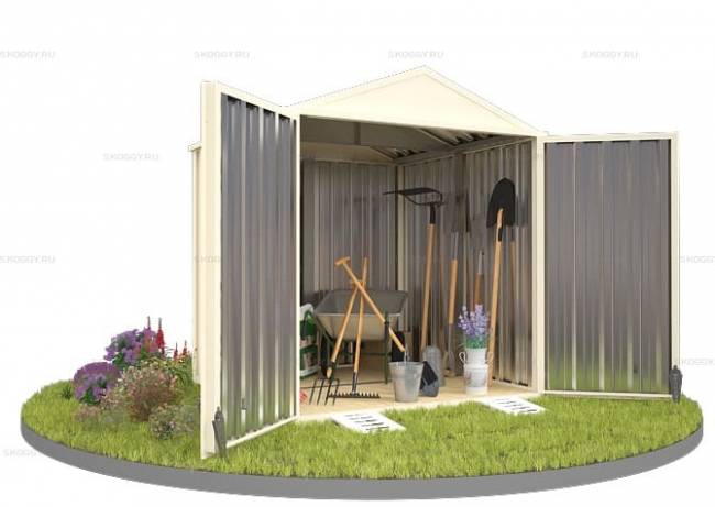 Хозблок SKOGGY секционный с двускатной крышей 2 х 2 м, слоновая кость