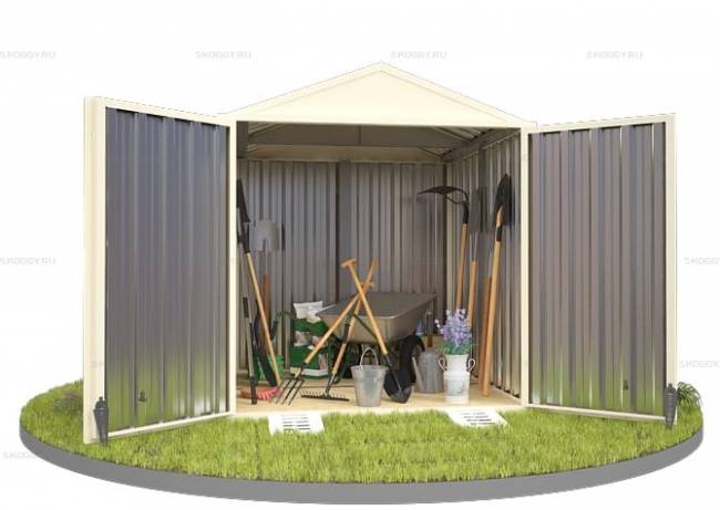 Хозблок SKOGGY секционный с двускатной крышей 2 х 2 м, слоновая кость