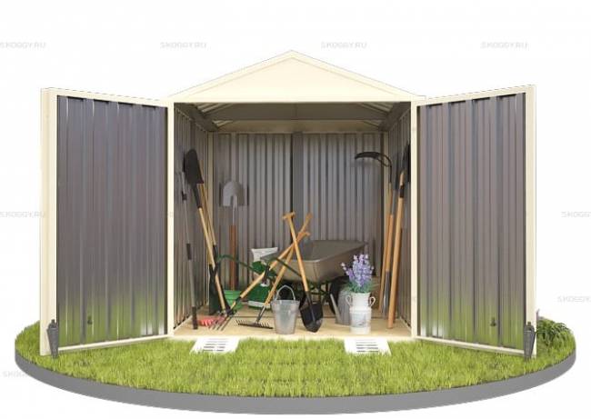 Хозблок SKOGGY секционный с двускатной крышей 2 х 2 м, слоновая кость