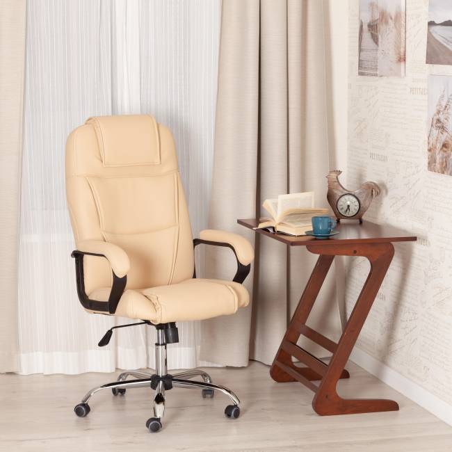 Кресло Бергамо/Bergamo хром (22) кож/зам, бежевый, 36-34 бежевый кож/зам