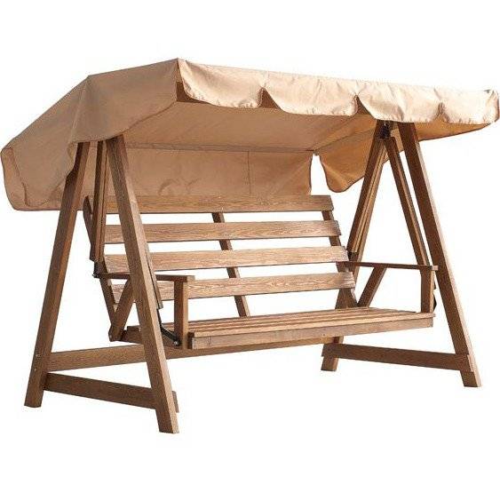 Качели из дерева "Floresta" Cappuccino (из лиственницы) 3-х местные