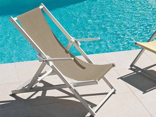 Кресло-шезлонг текстиленовое складное Sdraio серебристый, серо-коричневый 690х1050х1090 мм