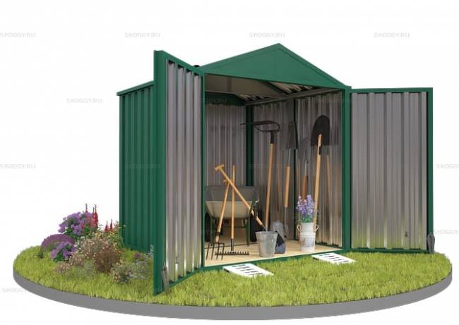 Хозблок SKOGGY секционный с двускатной крышей 2 х 2 м, зелёный мох