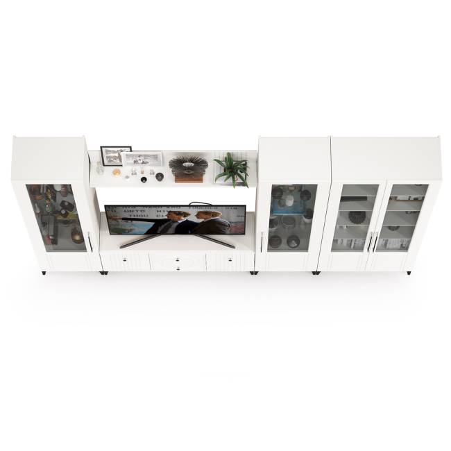 Стенка для гостиной с ТВ-тумбой Валенсия № 68 цвет белый шагрень Стенка для гостиной с ТВ-тумбой Валенсия № 68 цвет белый шагрень