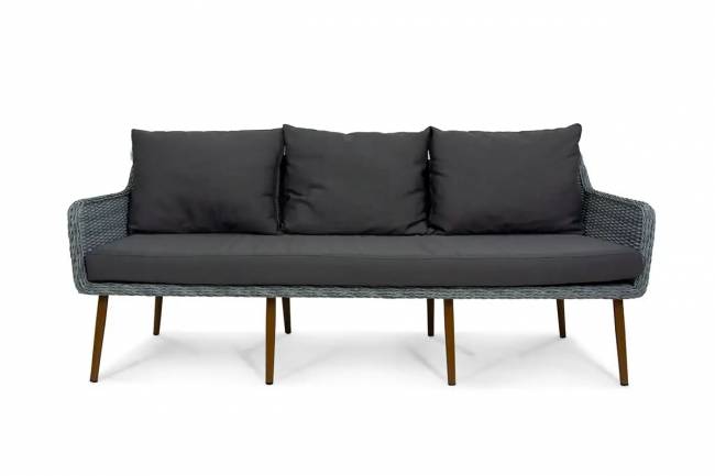 Софа 3х-местная Mokka Rimini с конусными ножками, серая