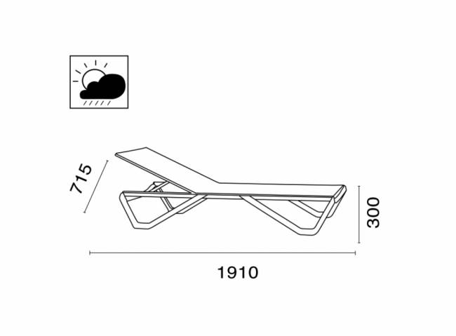 Шезлонг-лежак металлический Wave тортора 1910х715х300 мм