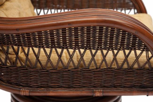 Кресло-качалка Андреа Релакс Медиум/Andrea Relax Medium /с подушкой/ 74х82х100см, пекан античн. орех, ткань рубчик, цвет кремовый Pecan Washed (античн. орех)