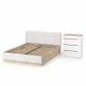 Комод Муссон с кроватью 1600 с подъёмным основанием цвет белый/дуб эндгрейн элегантный/кожзам белый