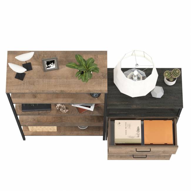 Открытый стеллаж с полками и комод с ящиками Трувор цвет дуб гранж песочный/интра