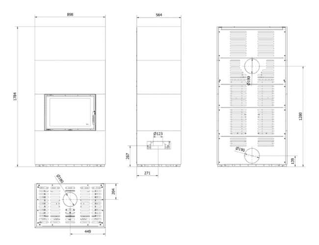 Каминокомплект Kratki PRO FLOKI NATURALI PIETRA DI SAVOIA GRIGIA BOCCIARDATA