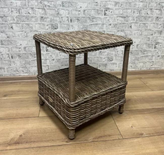 Столик журнальный из искусственного ротанга "BURSA", бежево-коричневый