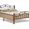Кровать AT-126 дерево гевея/металл, 160х200см, двухспальная кровать, красный дуб/черный дуб темный дерево гевея/металл