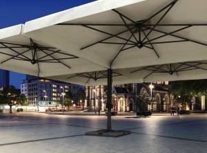 Зонт профессиональный четырехкупольный 6х6 м Alu Poker Dark антрацит, слоновая кость 6000х6000 мм