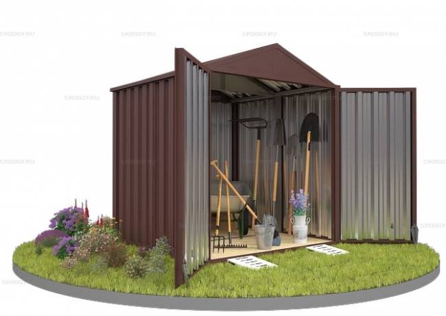 Хозблок SKOGGY секционный с двускатной крышей 2 х 2 м, шоколадный