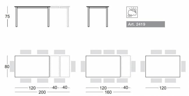 Стол ламинированный раздвижной Pranzo Extendable тортора, каменный 1200-1600-2000х790х750 мм