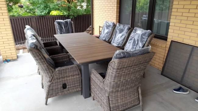 Кресло с регулируемой спинкой из искусственного ротанга "BURSA", бежево-коричневое Кресло с регулируемой спинкой из искусственного ротанга "BURSA", бежево-коричневое