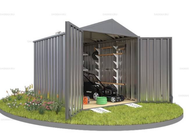Хозблок SKOGGY секционный с двускатной крышей 3 х 2 м, цинковый