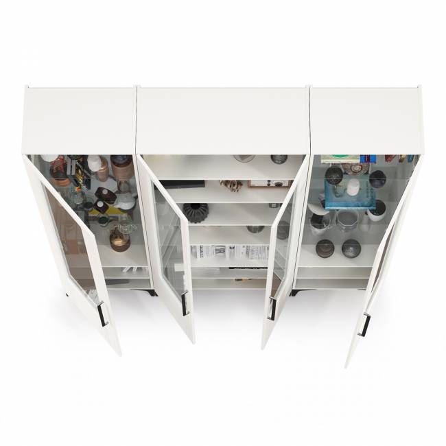 Сервант в гостиную с четырьмя дверками Валенсия цвет белый шагрень