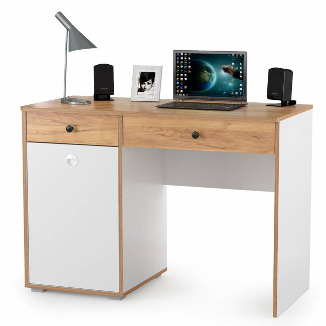 Стол письменный Вуди 12.42 цвет белый премиум/дуб крафт золотой Стол письменный Вуди 12.42 цвет белый премиум/дуб крафт золотой