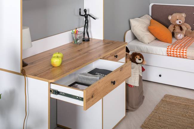 Стол письменный Вуди 12.42 цвет белый премиум/дуб крафт золотой Стол письменный Вуди 12.42 цвет белый премиум/дуб крафт золотой