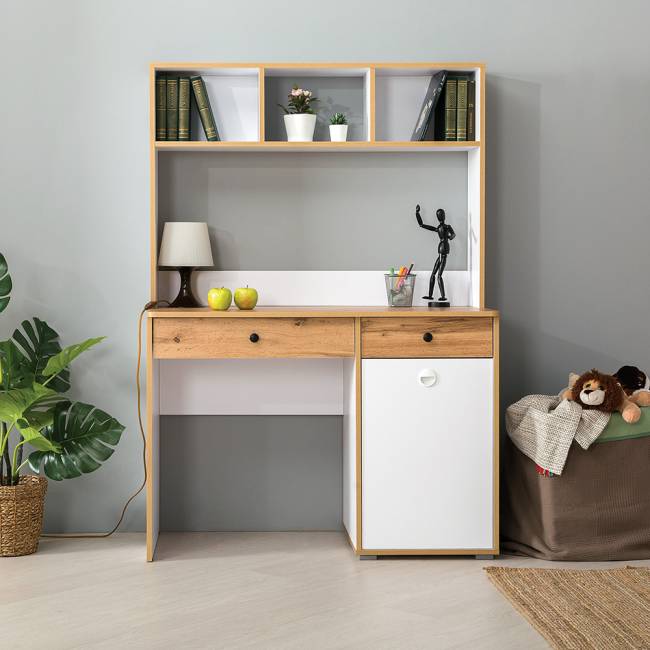 Стол письменный Вуди 12.42 цвет белый премиум/дуб крафт золотой Стол письменный Вуди 12.42 цвет белый премиум/дуб крафт золотой