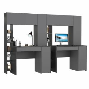 Два стола компьютерных с выдвижной полкой Комфорт 12.71 антрацит/тёмно-серый