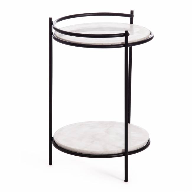 Столик кофейный Secret de Maison Фаселис/Faselis (мод. 11886) алюминиевый сплав/мрамор, 38х38х56см, черный/белый мрамор черный/белый мрамор алюминиевый сплав/мрамор