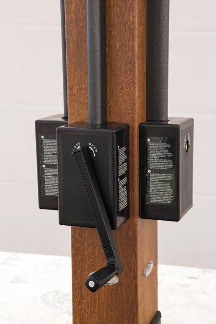 Зонт профессиональный четырехкупольный 7х7 м Wood Poker имитация ироко, слоновая кость 7000х7000 мм