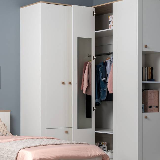 Шкаф угловой Джастин 13.229 цвет белый шагрень/дуб белый эксклюзив