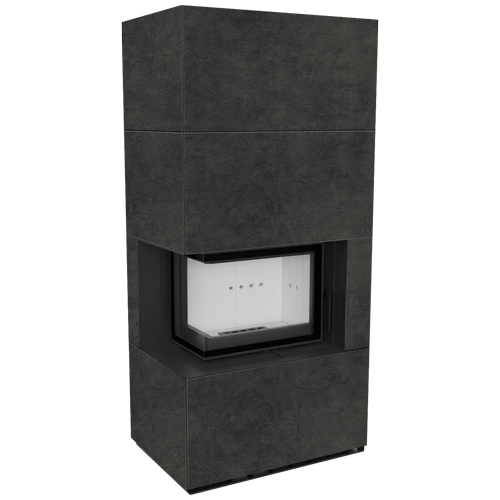 Каминокомплект Kratki PRO FLOKI FOKOS GRAFITE угловое стекло слева