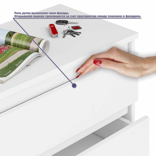 Большой комод на 6-ть ящиков Мори с компьютерным столом МС-1 левый и полка открытая на 900 цвет белый