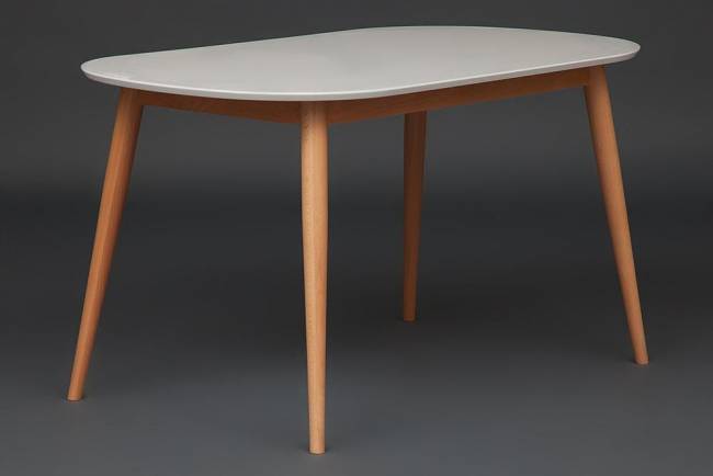 Стол обеденный Макс/Max МДФ/бук, 140х80х75см, белый/натуральный бук Белый+Натуральный ( Бук) основание бук, столешница мдф