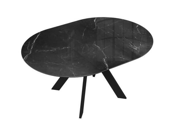 Стол DikLine SFC110 d1100 стекло Оптивайт Черный мрамор/подстолье черное/опоры черные