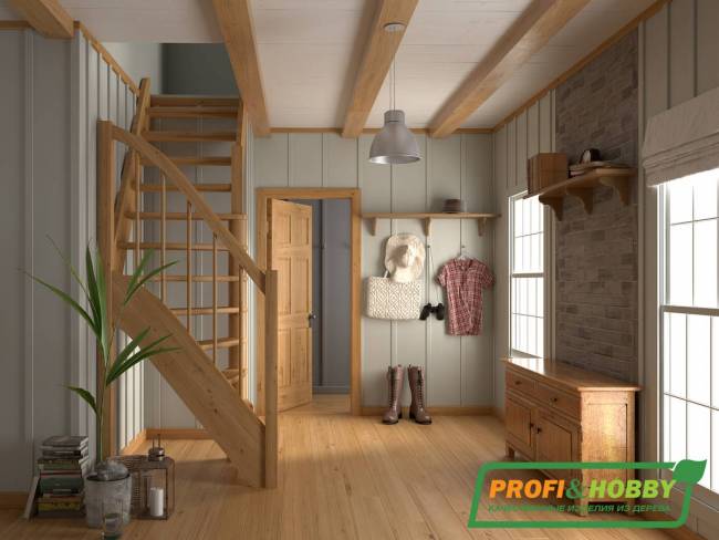 Деревянная лестница ЛС-91м+1 ступень сверху