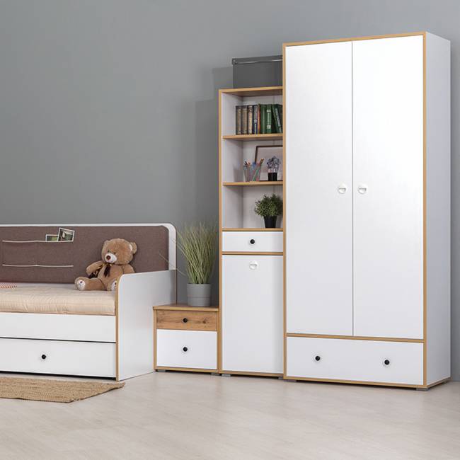 Стеллаж Вуди 13.146 цвет белый премиум/дуб крафт золотой