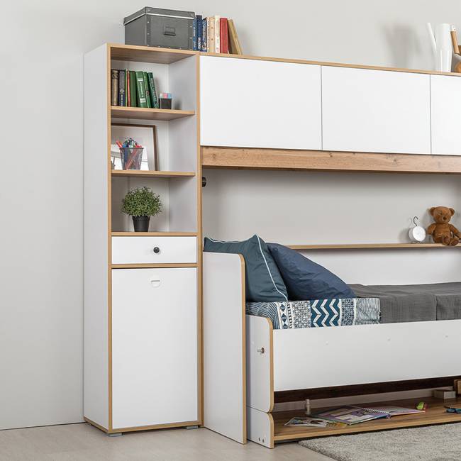 Стеллаж Вуди 13.146 цвет белый премиум/дуб крафт золотой