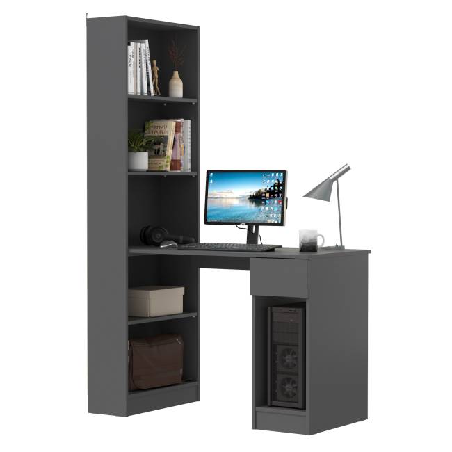 Стол компьютерный со шкафом комбинированным Лайт 10.01 цвет тёмно-серый