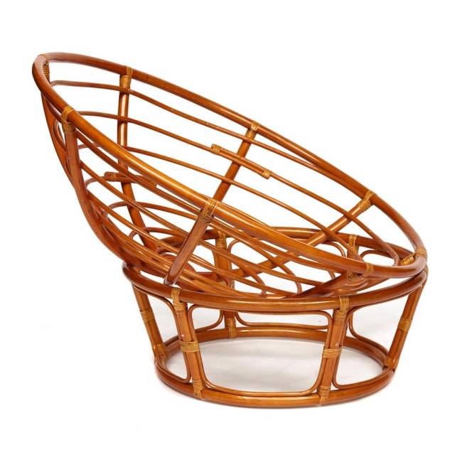 Кресло Папасан/Papasan (23/01 W) /с подушкой/ диаметр подушки 122см, 115х101х104см, коньячный, ткань оранжевый, с 23 Cognac (коньяк)